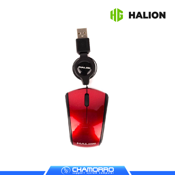 MOUSE RETRACTIL HALION AVENGER HA-480 ROJO / NEGRO