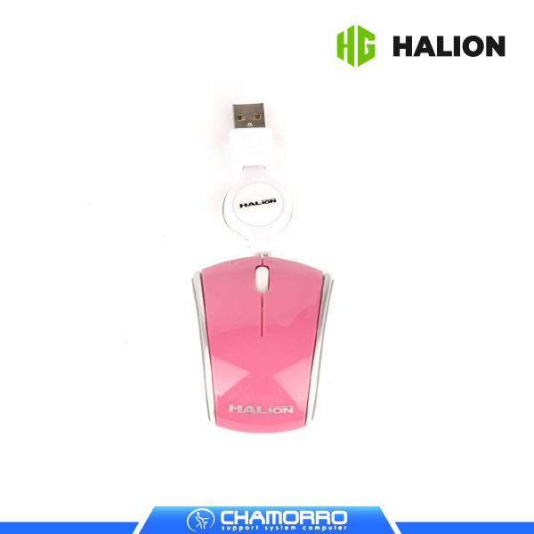 MOUSE RETRACTIL HALION AVENGER HA-480 ROSADO / PLATEADO