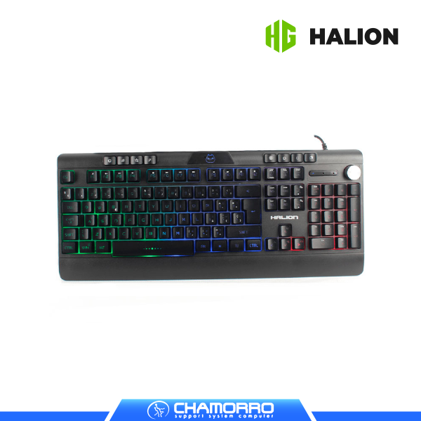 TECLADO GAMER HALION OPTIMUS K807 USB LUZ LED CAMBIA 3 COLORES