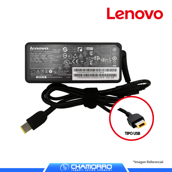 CARGADOR DE LAPTOP LENOVO PUNTA USB 20V 3.25