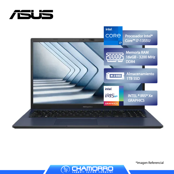 LAPTOP ASUS EXPERTBOOK B1502CVA-NJ3099, INTEL CORE i7-1355U, 16GB DDR4, SSD 1TB, 15.6" FHD
