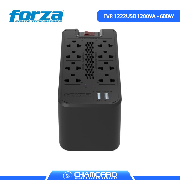 ESTABILIZADOR FORZA 8 SALIDAS FVR 1222USB 1200VA/600W