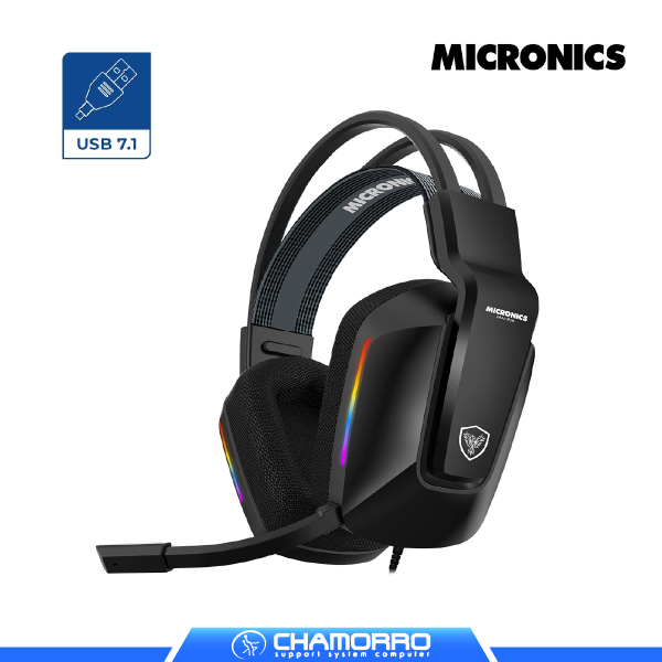 AUDIFONO GAMER MICRONICS MATRIX MIC-HG808 CON USB Y SONIDO 7.1 RGB