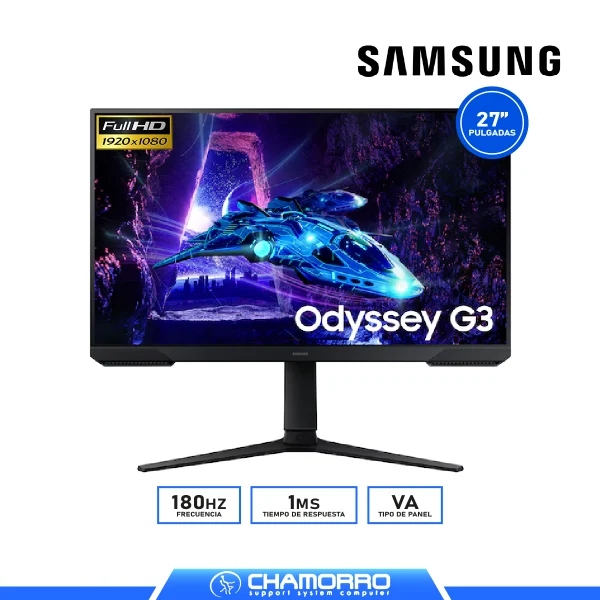 MONITOR SAMSUNG 27″ ODYSSEY G3 LS27DG300ELXPE FHD 180HZ 1MS