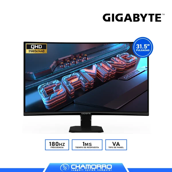 MONITOR GAMER GIGABYTE 32″ GS32QCA CURVO VA 165Hz