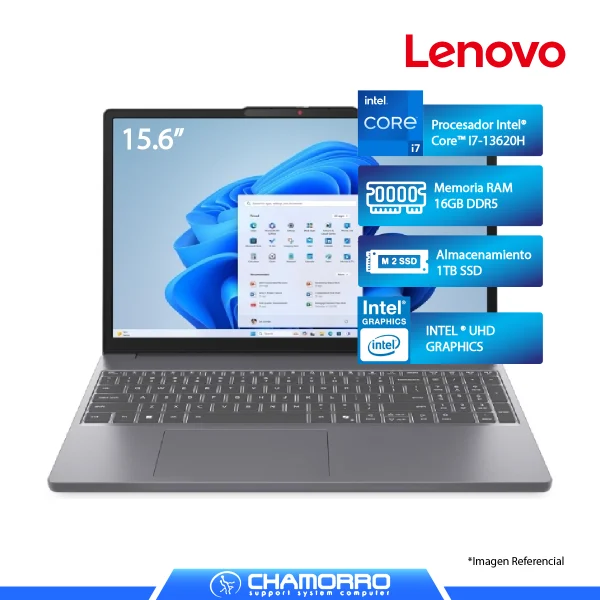 LAPTOP LENOVO IDEAPAD SLIM 3 15IRH10, I7-13620H, 16GB DDR5, 1TB SSD, 15.3" WUXGA