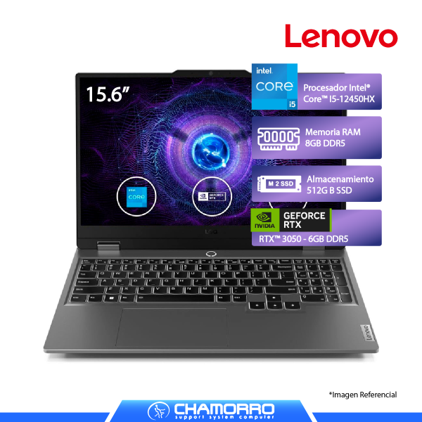 LAPTOP LENOVO LOQ, I5-12450HX, 8GB DDR5, 512GB SSD, 15.6" FHD 144HZ, RTX 3050 6GB