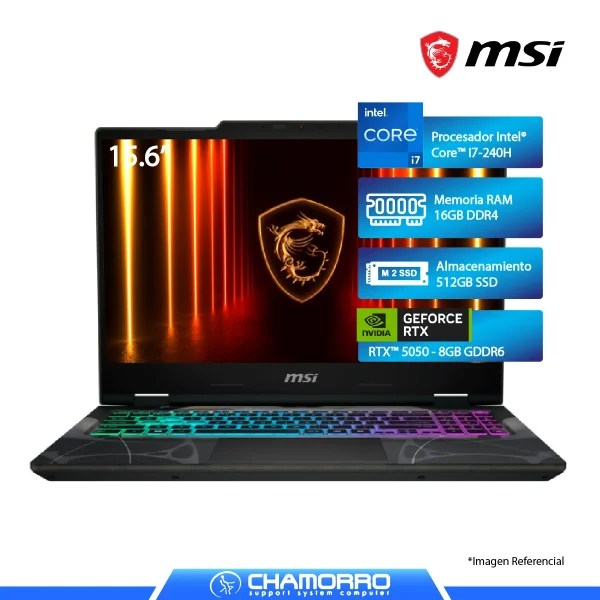 LAPTOP MSI CYBORG 15 B2RWEKG, CORE 7 240H, 16GB DDR4, 512GB SSD, 15.6" FHD, RTX 5050 8GB