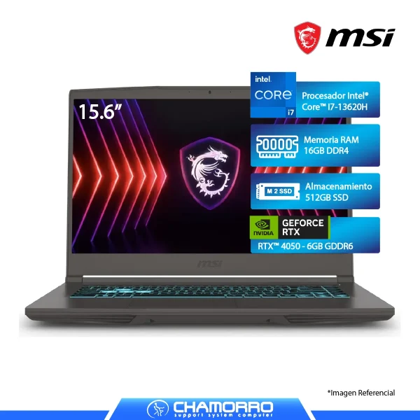 LAPTOP MSI THIN 15 B13VE, I7-13620H, 16GB DDR4, 512GB SSD, 15.6" FHD, RTX 4050 6GB